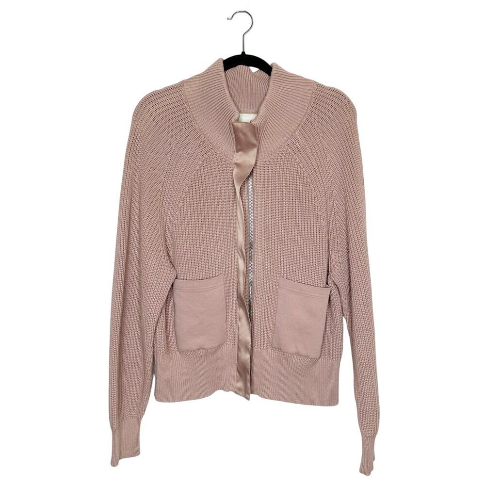 Varley Delfern Zip Up Knit Sweater Mauve Pink Size Large - Picture 2 of 7